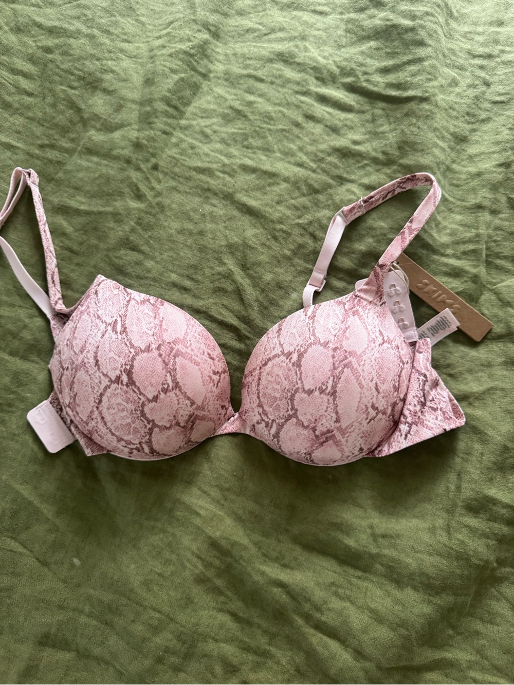 SKIMS Pink Snake-Print T-Shirt Bra